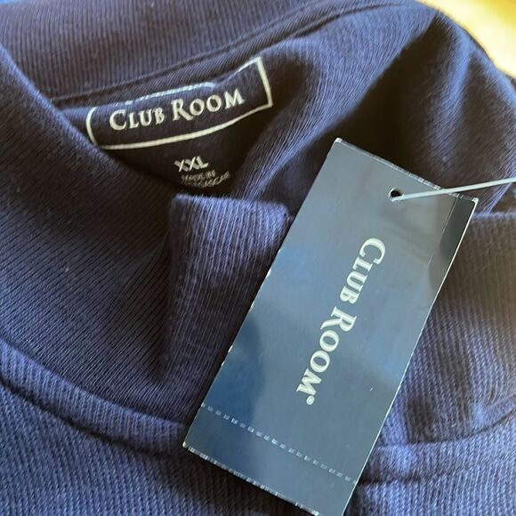 Club Room navy lightly ribbed texture 1/4 zip knit shirt. NWT. XXL. - Picture 4 of 4